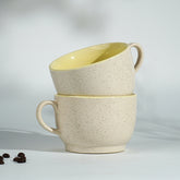 Cappuccino Cup in Yellow Ceramic with White Exterior